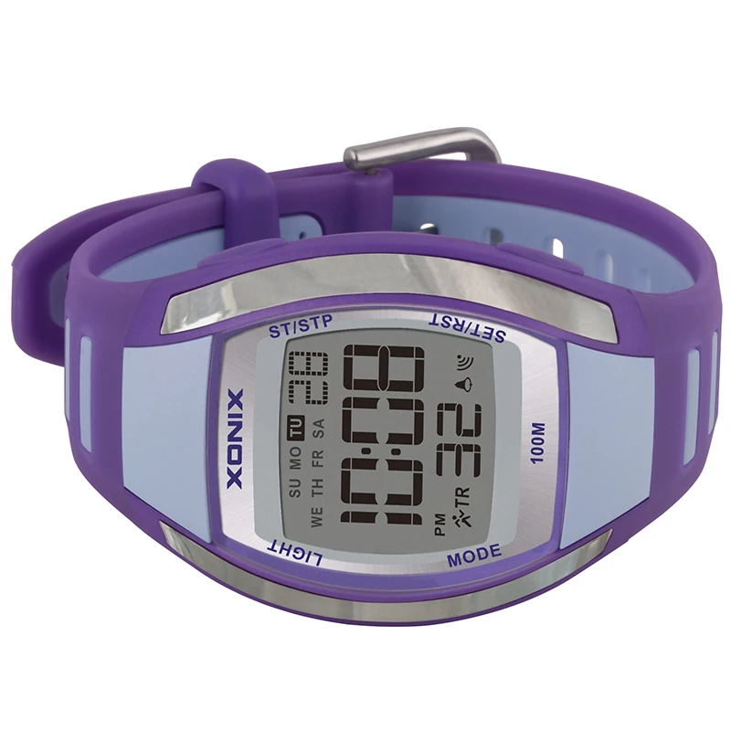 Reloj deportivo Digital con luz LED para mujer, cronómetro con alarma y movimiento japonés FK, resistente al agua hasta 100m, color dorado, ideal