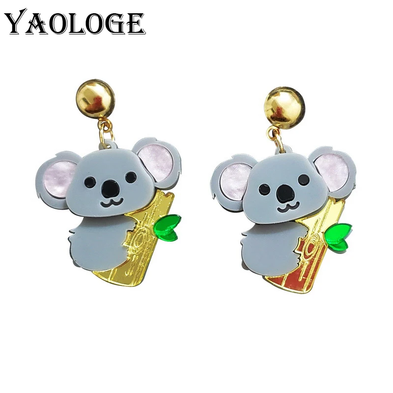 YAOLOGE Cute Koala Bamboo Acrylic Earrings Exquisite Birthday Gifts Popular For Girls Hot Selling Christmas Decoration New Trend