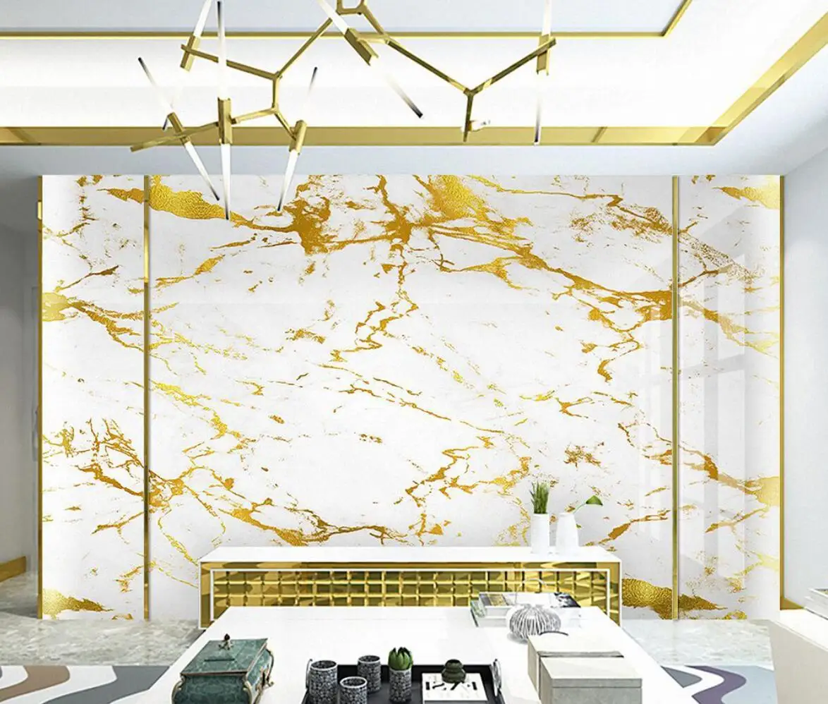 beibehang Custom wallpaper mural gold silk jazz white marble wall papers home decor wallpapers for living room papel de parede