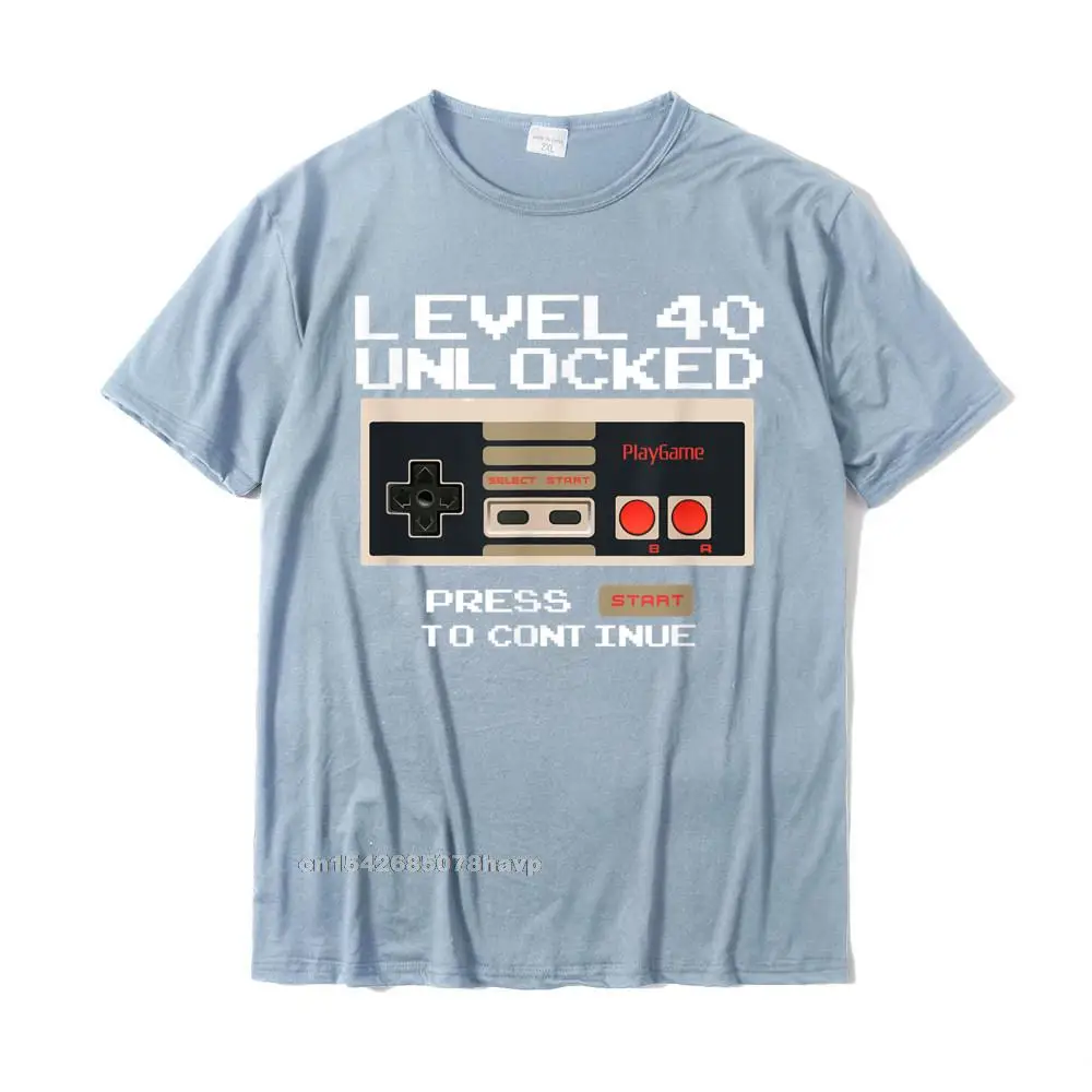 Funny 40th Birthday Level 40 Unlocked Video Gamer T-Shirt Fashionable Male Top T-Shirts Cotton Tops T Shirt Classic