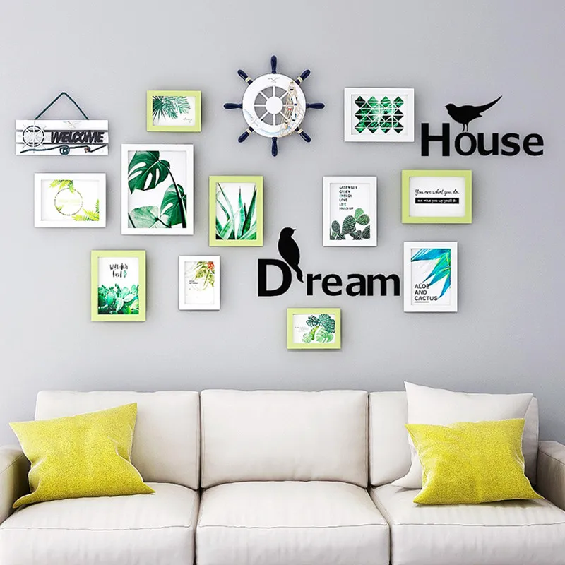 [HHT] Modern Living Room Photo Wall Decoration Free Punch Wall-hanging Photo Frame Walls Background Home Decor Dream House