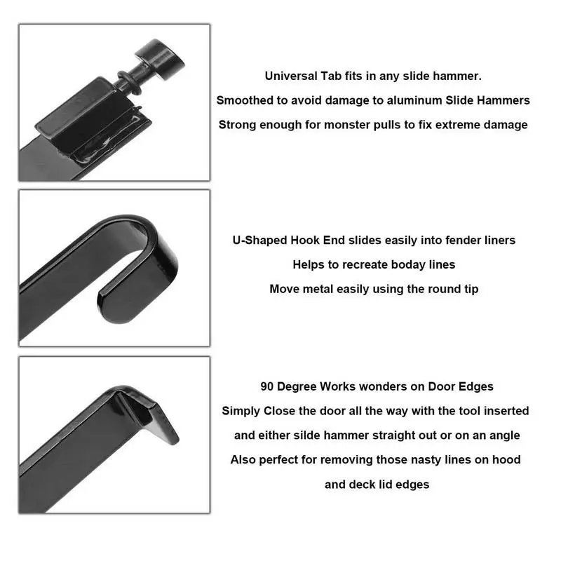 PDR Tool Repair Hook Car Door And Fender Edge Dent Paintless Removal Tabs Fits In Any Slide Hammer Car Dent Repair Tool Kits