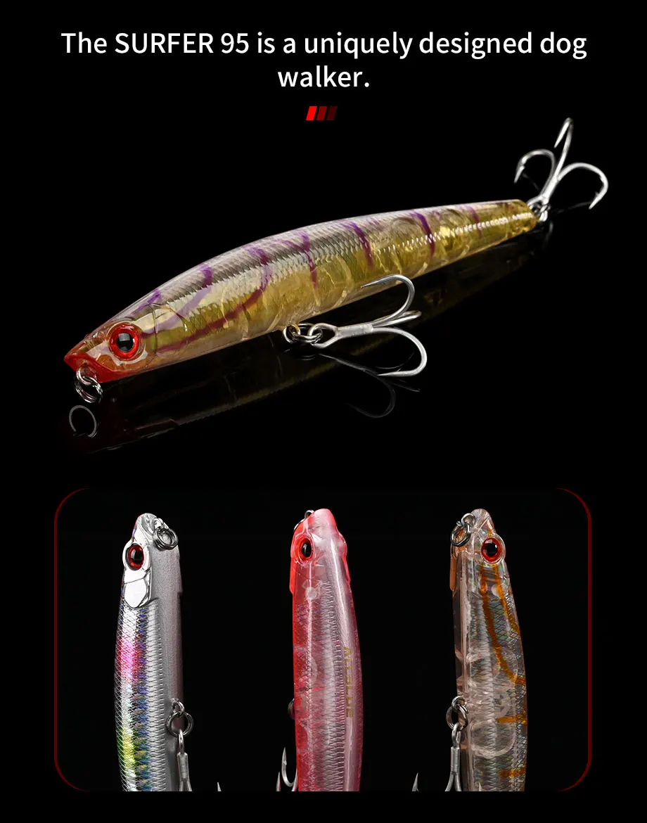 BLUX SURFER 95 Topwater Popper Bleistift 95 mm Oberflächenwalker Angelköder Walk The Dog Künstlicher Salzwasserbarsch Hartköder Tackle – Detail 2