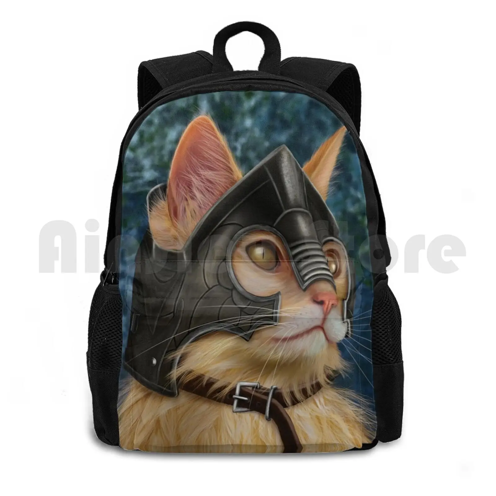 

Cat Outdoor Hiking Backpack Waterproof Camping Travel Cool Battle Cats Vintage Historical Costume Fantasy Kitten Magic Cat In