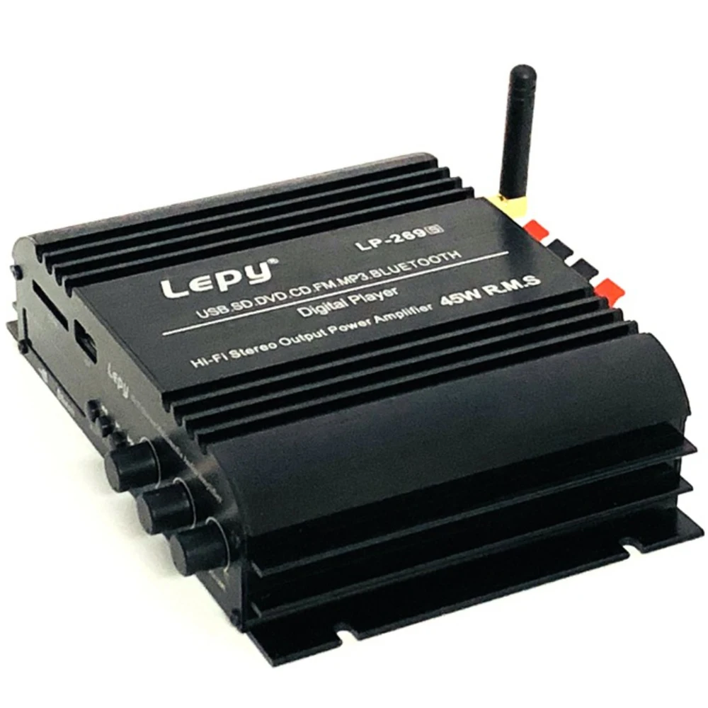 Bluetoothカーhifiアンプデジタルプレーヤー2CH 45ワットホームマルチメディアステレオオーディオパワーアンプサポートsd usb fm MP3 dvd cd