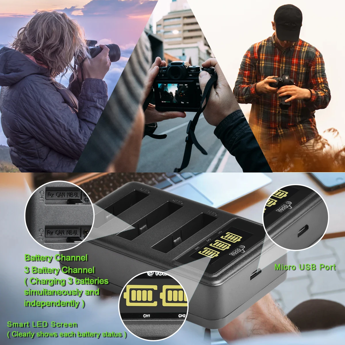 1300mAh NB-6L NB-6LH بطارية 3-port LED شاحن لكانون PowerShot D10 D20 D30 S95 SX260 SX280 SX540 SX700 SX710 HS كاميرا