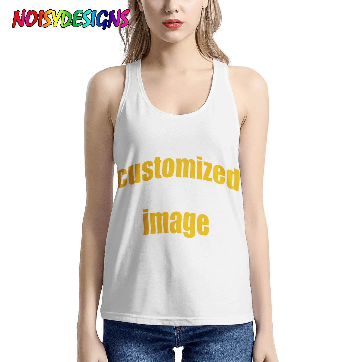 NOISYDESIGNS Spring Summer Tank Tops Customized Printing Women Sleeveless Round Neck Loose Ladies Vest Singlets Ladies Thin Vest