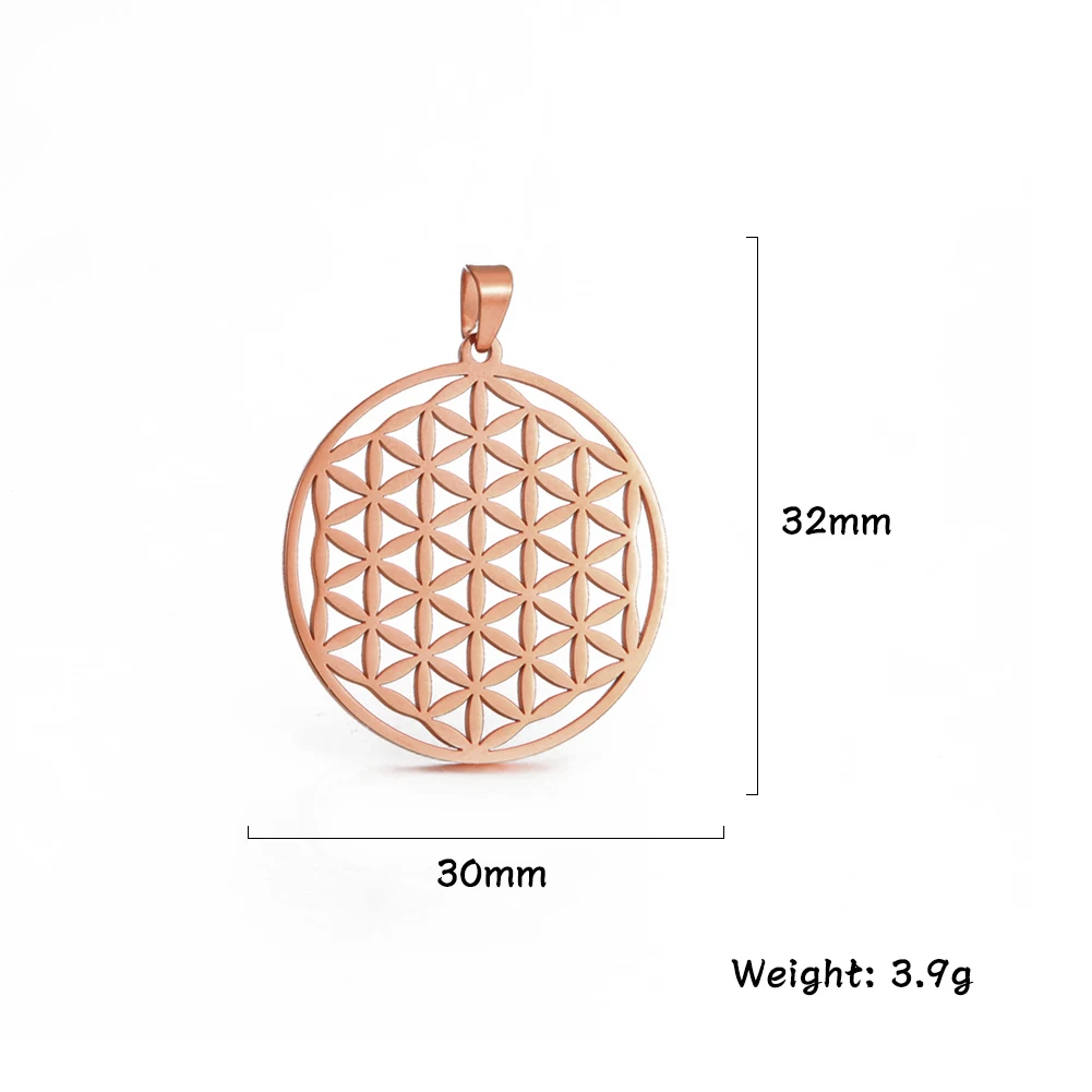 Lemegeton Flower of Life Charm Necklace DIY Jewelry Making Stainless Steel Golden Mandala Pendant Jewelry Handmade