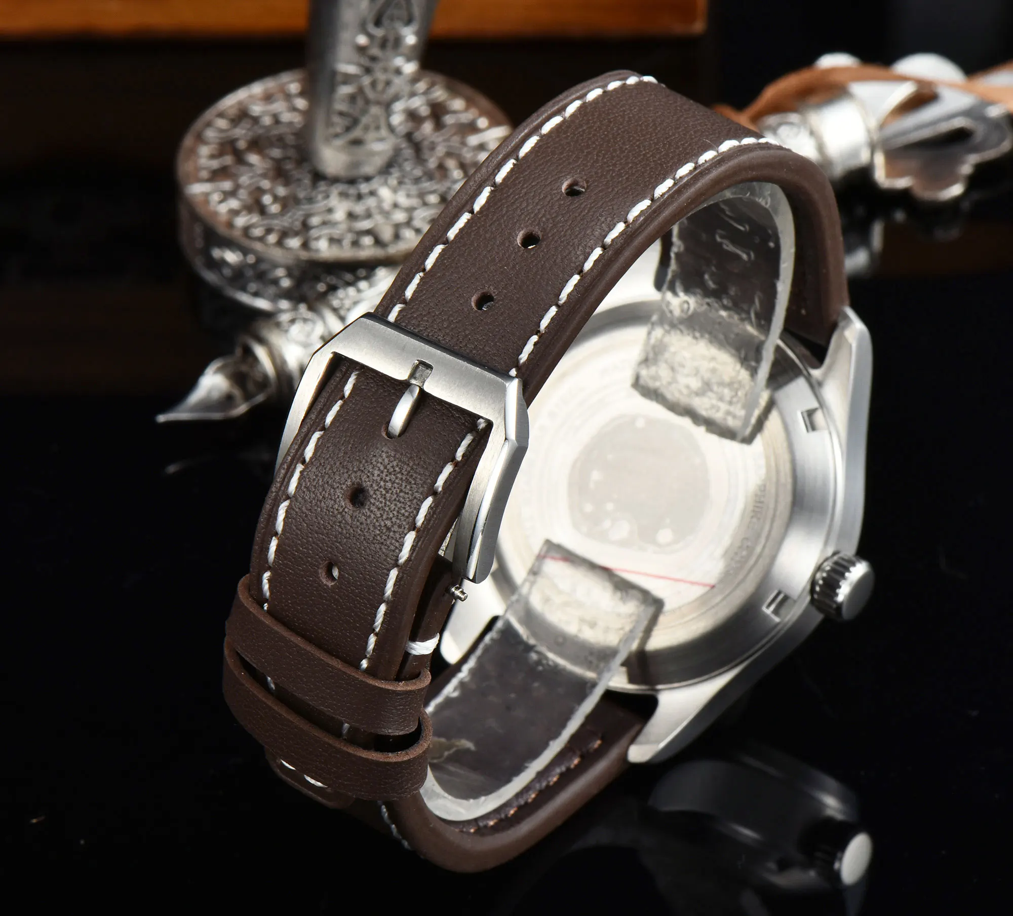 39มม.Tandorio Top ยี่ห้อแปรง24 Jewels NH35A อัตโนมัติบุรุษนาฬิกา Sapphire Glass Luminous 200M กันน้ำสายหนัง