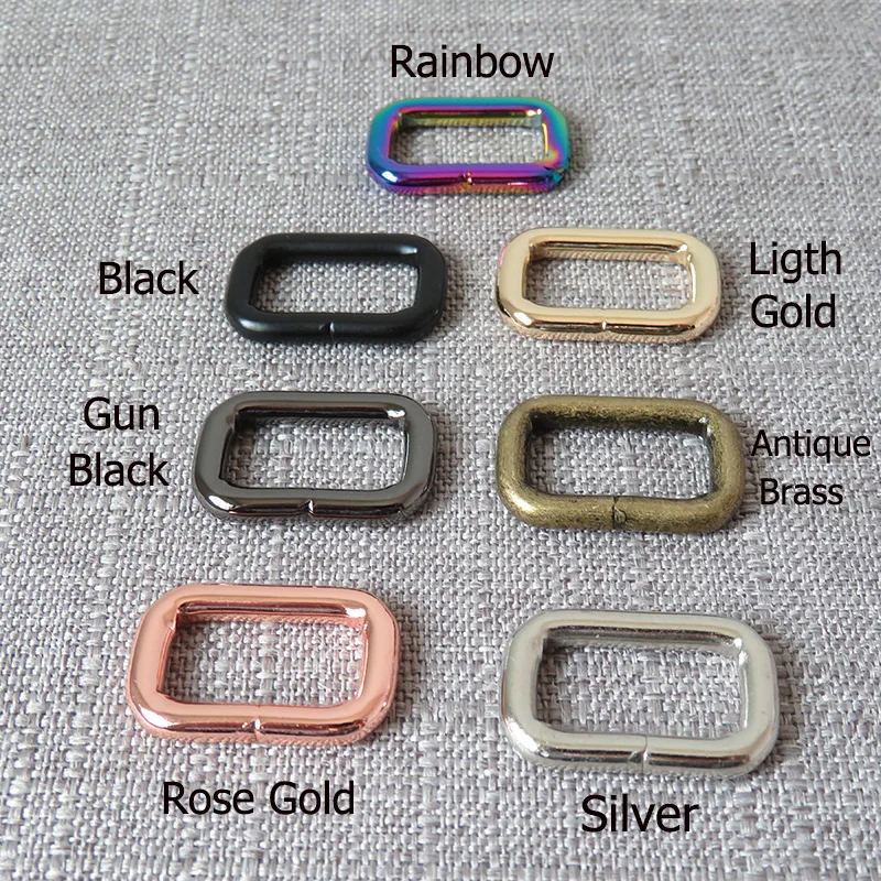 100pcs/Lot Metal Hardware Rectangular Belt Buckle Loop Ring For Martingale Dog Collar Bag Handbag Straps Clasp Leash Accessory