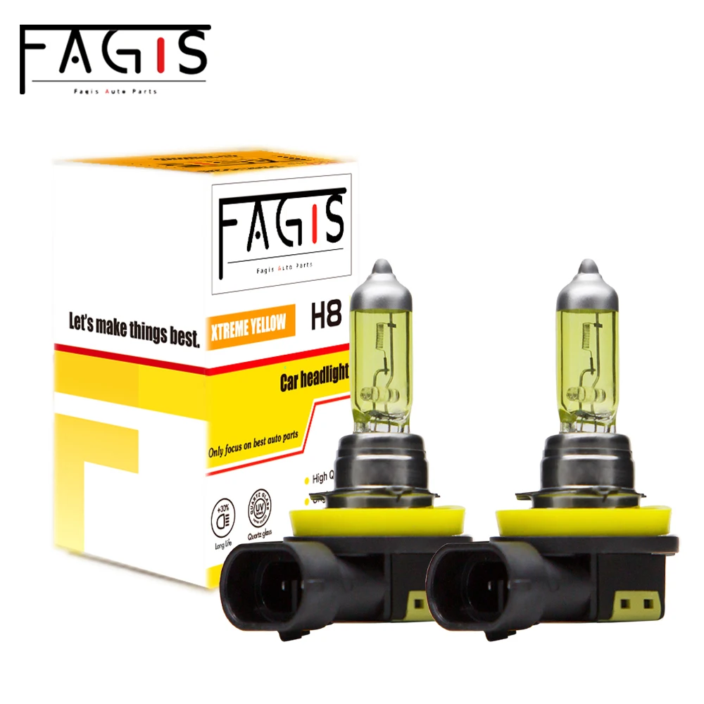 

Fagis 2 Pcs H8 12V 35W Yellow Lights 2800K Car Headlight Auto Fog Lamps Halogen Bulbs