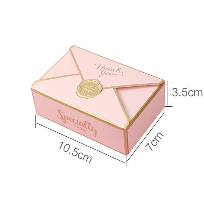 10pcs/Lot Simple Creative Bronzing Gift Box Packaging Envelope Shape Wedding Candy Bags Birthday Party Cosmetic Packaging Box