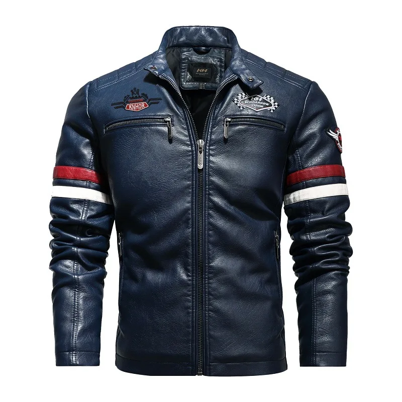 Vestes en cuir pour hommes, printemps automne veste en cuir pour hommes, manteau de mode brodé PU cuir manteau masculin Jaqueta de couro