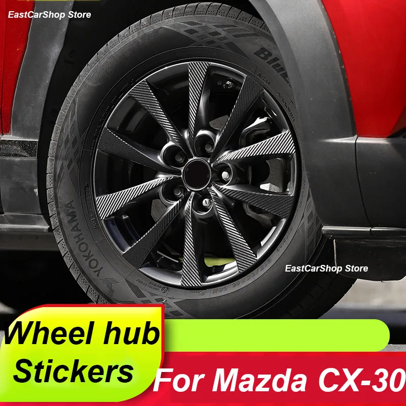 Car Wheel Hub Carbon Fiber Stickers for Mazda CX30 CX 30 CX-30 2022 2020 2021 2019 Car Styling External Decal Accessories