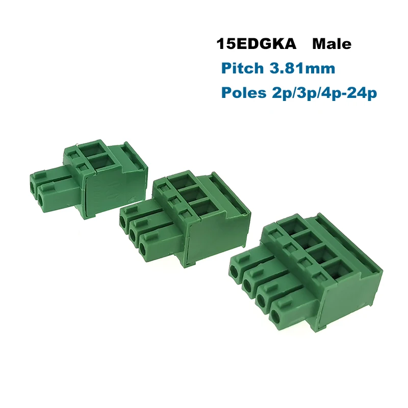 20/10 Sets Steckbare PCB-Schraubklemmenblöcke mit 3,81mm Rastermaß, Männlich und Weiblich, 15EDGKA+VC/RC 2~10-polig – Detail 2