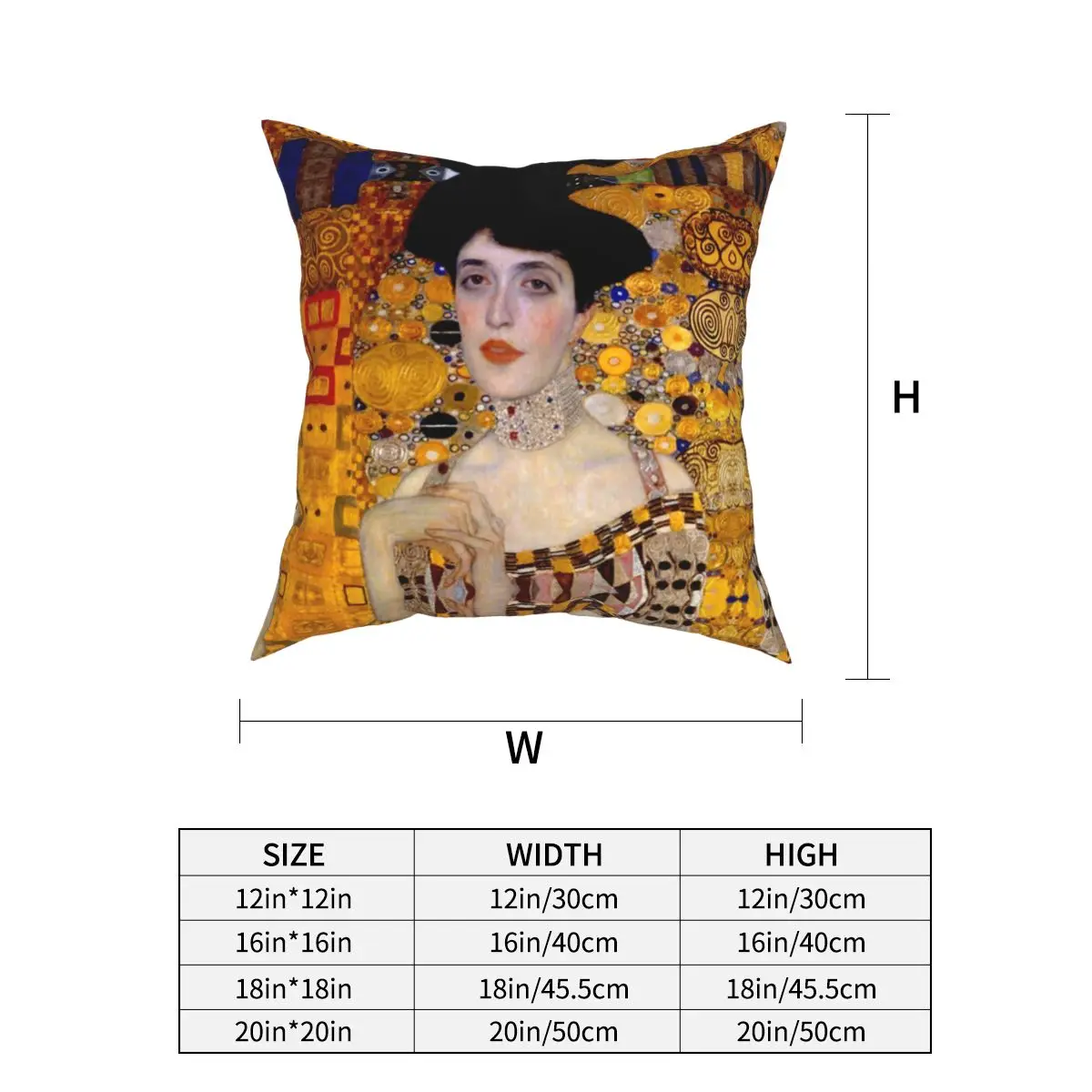 Gustav Klimt Vintage Adele Bloch-bauer Portrait Pillowcases Bed Car Elegant Lady Cushion Case Decor Throw Pillow Case 45*45cm