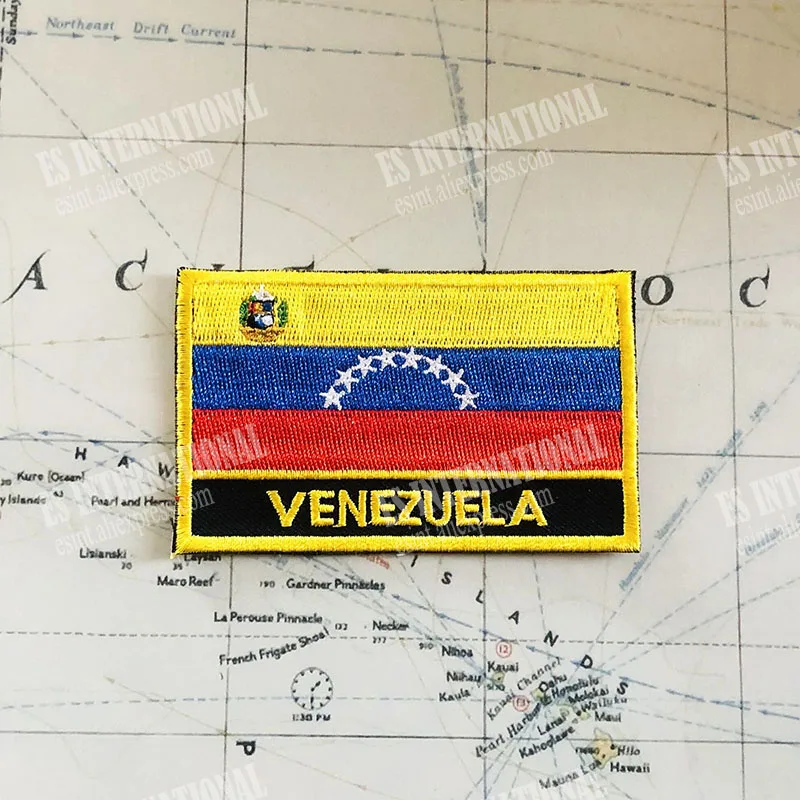 VENEZUELA National Flag Embroidery Patches Badge Shield And Square Shape Pin One Set On The Cloth Armband Backpack Decoration