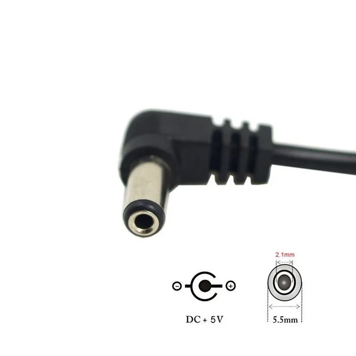 5pcs 90 Degree Right Angle DC 5.5 * 2.1mm Male to Female Extension Power Cable 30cm 1ft