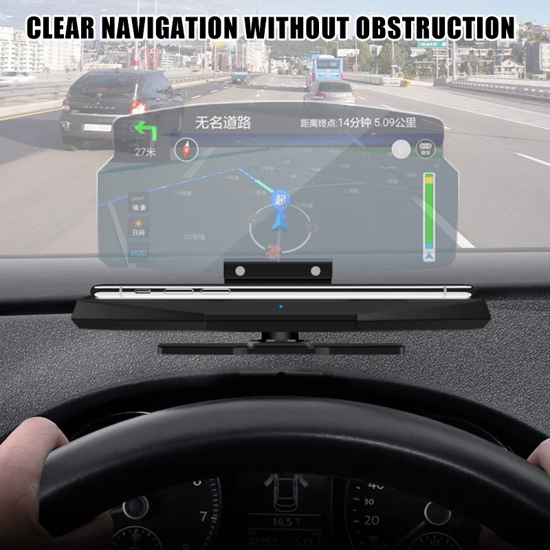 2-in-1 Universal Car HUD Head-Up Display proiettore di velocità per auto telefono navigazione immagine riflettore con funzione di ricarica Wireless