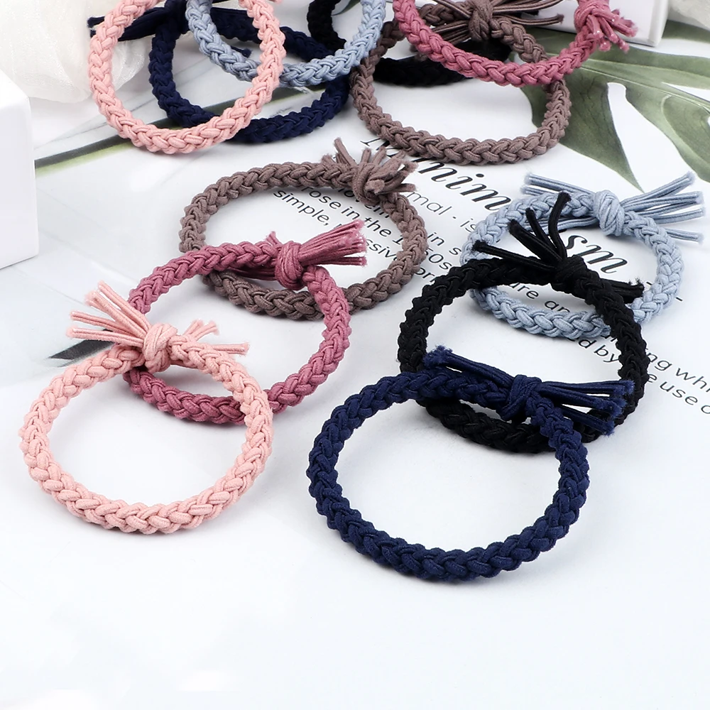 6pcs/pack Cute Braid Twist Elastic Hair Band for Women Girls Ponytail Holder Bow Scrunchie Hair Ties Rubber Headband Accessories