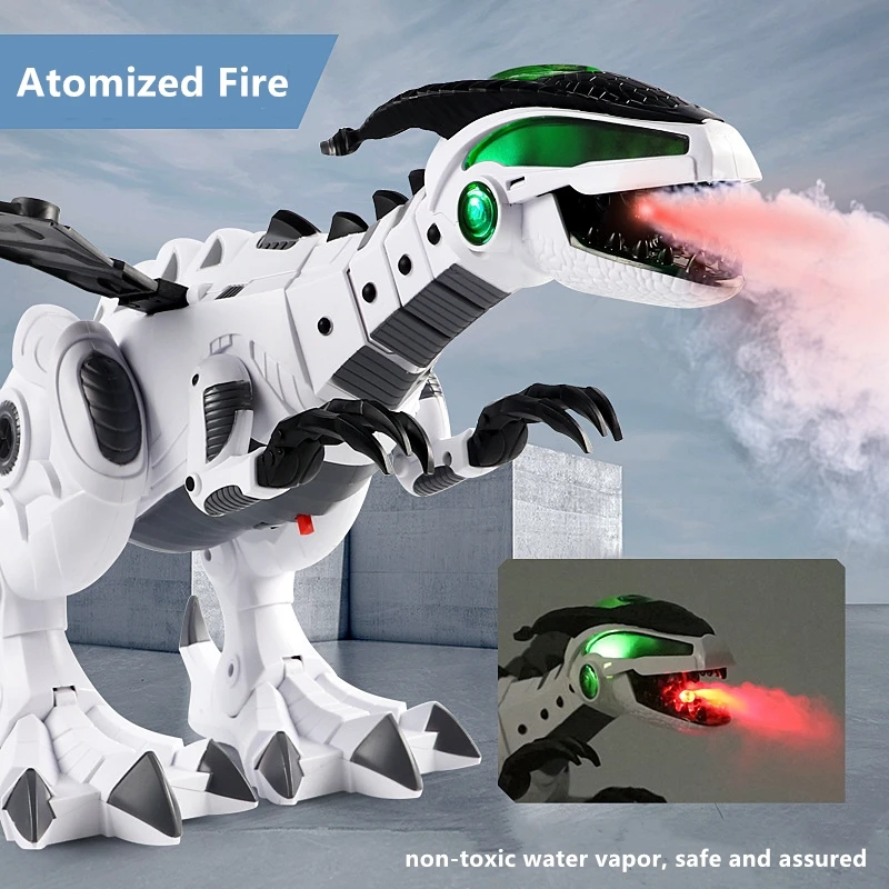 Simulation Prototype Atomization Robot Dinosaur Multi Movable Joints Bionic Walk LED Cool Light Wing Tail Lifelike Children Toy