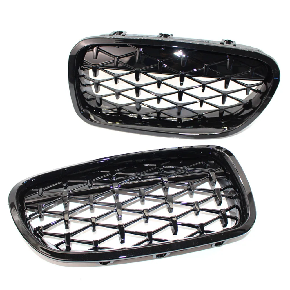 

Shiny Gloss Black Diamond Meteor Front Kidney Grille For BMW 5-Series F10 F11 10-16