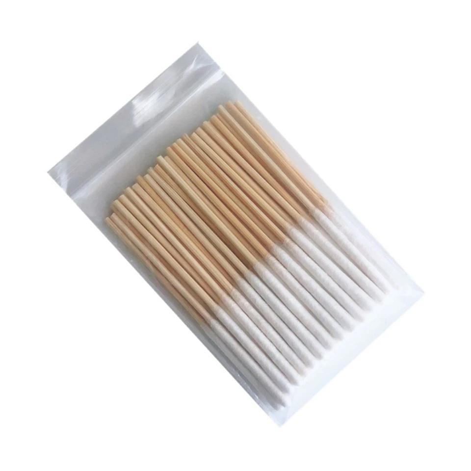 1 Bag 60pcs Bamboo Cotton Stick Swabs Buds With Long Cotton Head For Eyebrow Lips Eyeline Permanent Tattoo Makeup Cosmetics