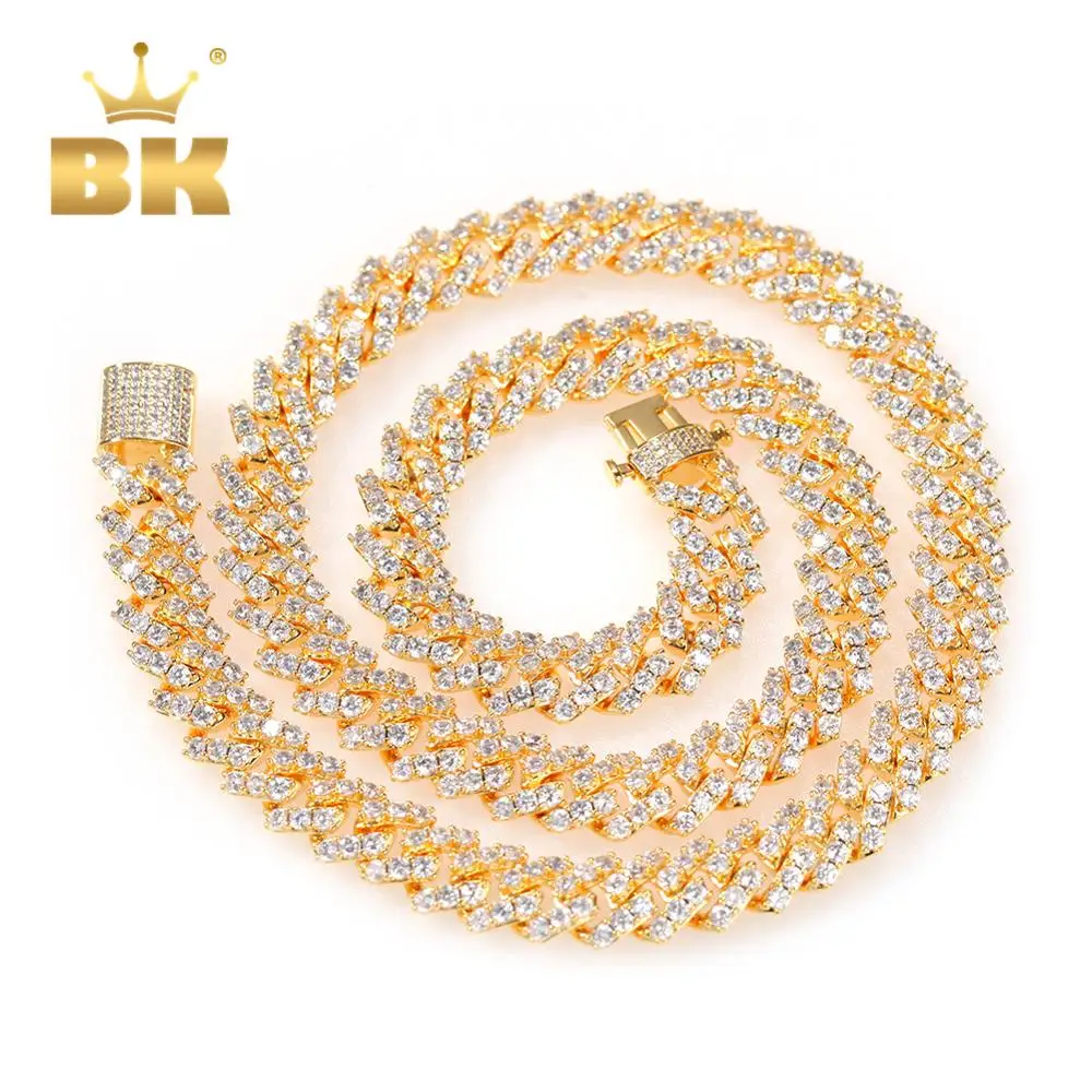 

THE BLING KING 9mm Miami Cuban Chain Spring Buckle Pave Out Cubic Zirconia Necklaces Luxury Fashion Jewelry