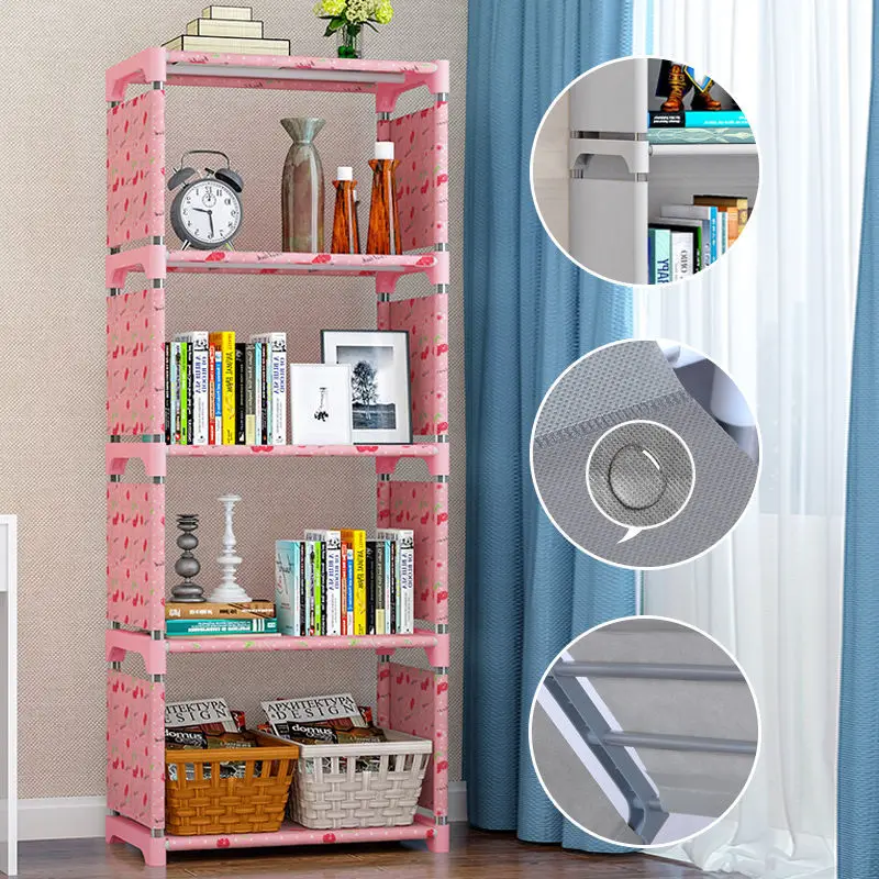 Book Shelves Simple Assemble Bookshelf Home Furniture Book Organizer Holder Book Storage Cabinets Space Saving Stand Book Shelf