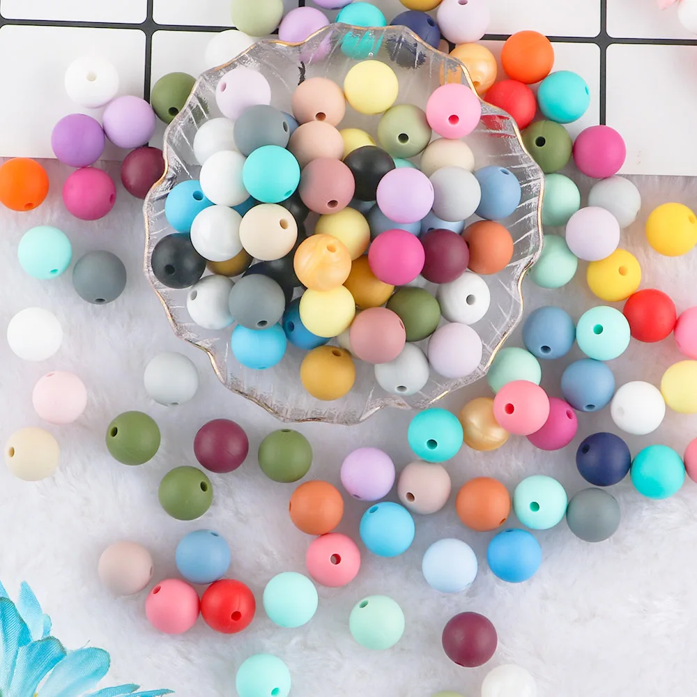 9mm Round Silicone Beads 100/200/500/1000Pcs Baby Teething Beads Baby Teether Safe Food Grade Nursing Chewing Fashion Beads