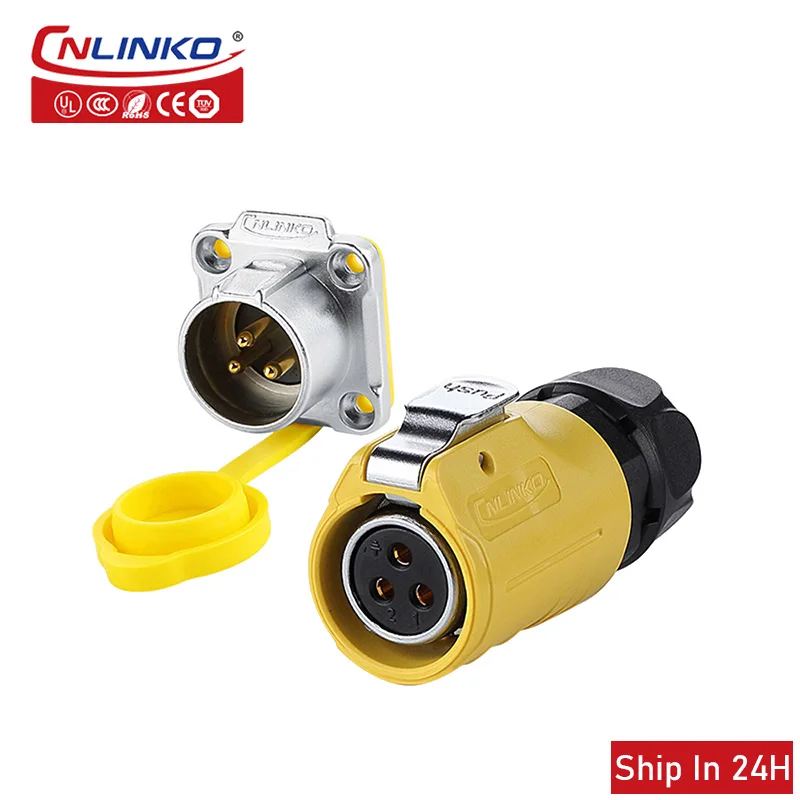 

Cnlinko LP20 M20 Waterproof 3pin Industrial Aviation Female Plug Panel Socket Electric Power Cable Connector for LED Stage Light