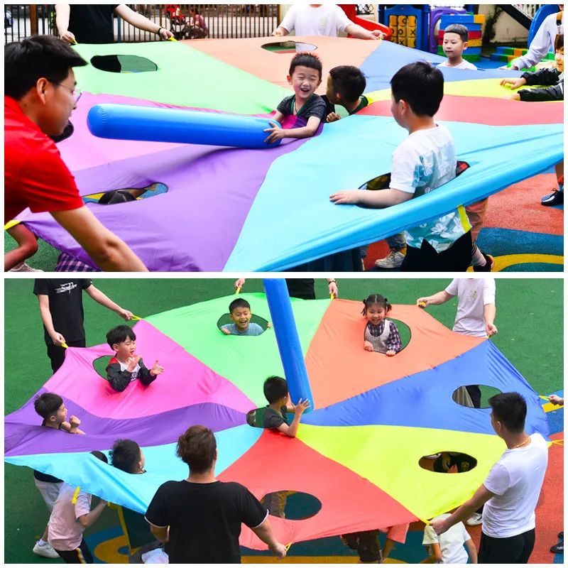 Kindergarten Hit Hamster Colorful Mat Rainbow Umbrella Parachute Toy Parent-child Activities Game Props Children Outdoor Sports