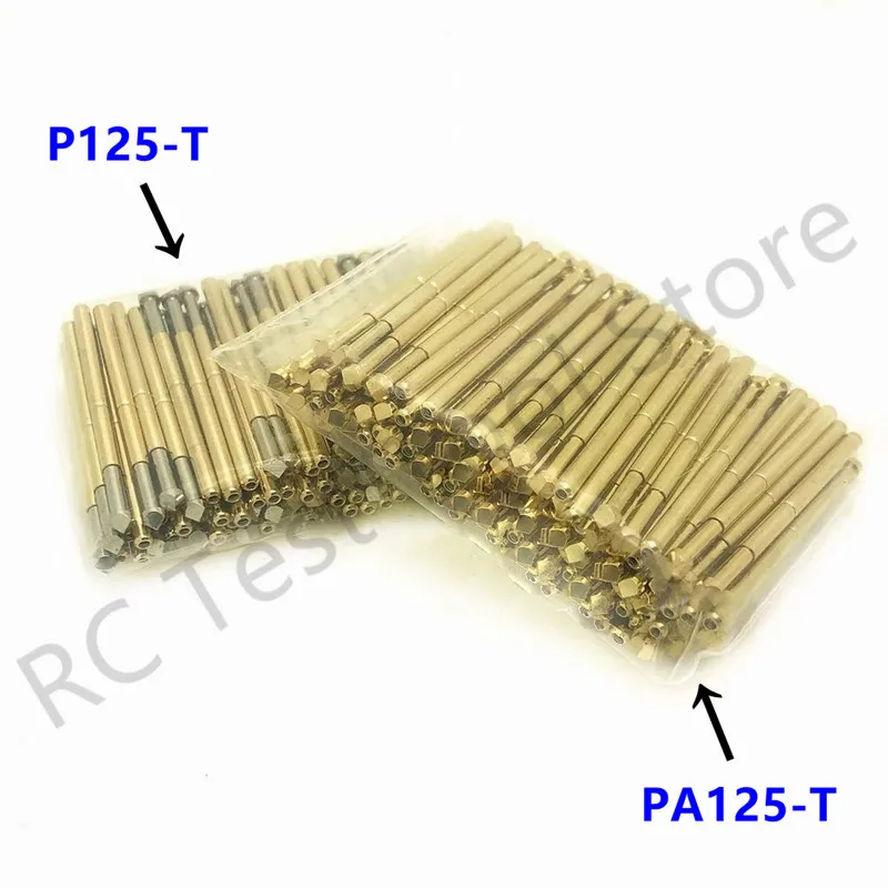 100PCS PA125-T2 Spring Test Probe PA125-T Test Pin P125-T P125-T2 Test Tool 33.35mm 2.02mm Needle Gold Tip Dia 2.50mm Pogo Pin