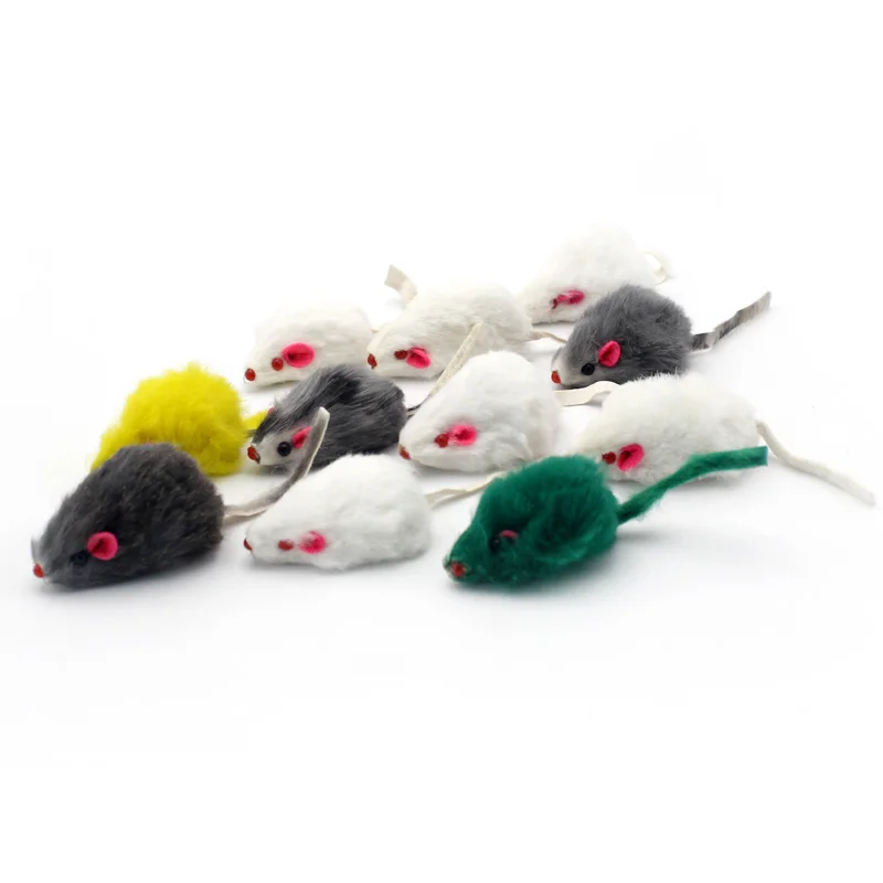 5pcs Colorful Mouse Cat Toy Bite Resistant Molar Plush Mice Toy Funny Kitten Playing Fleece False Mouse Pet Training Supplies