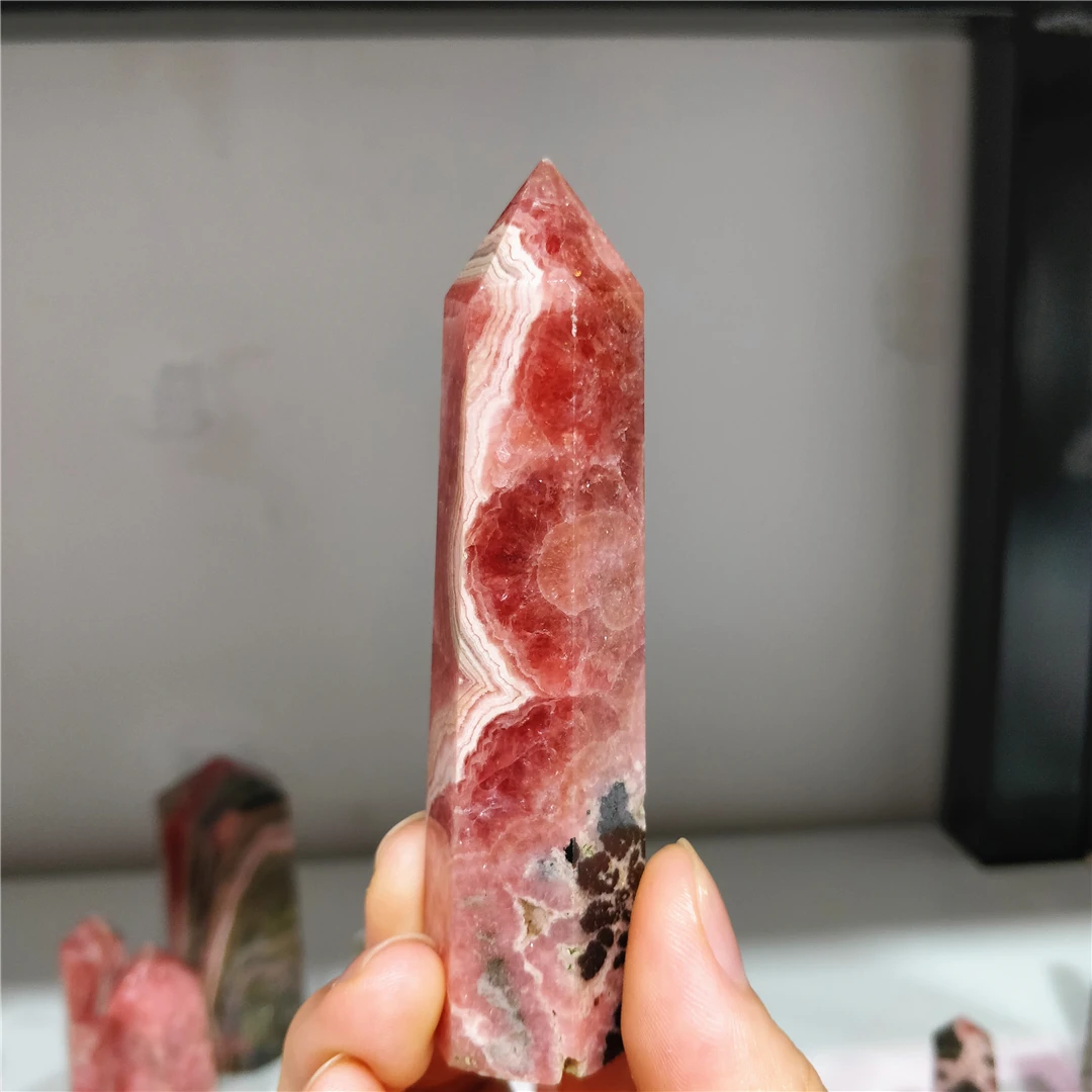 100% Natural Rhodochrosite Quartz Crystals Point Good Energies Power Stone Obelisk Collecting Minerals Wife Gift Indie Jewelry