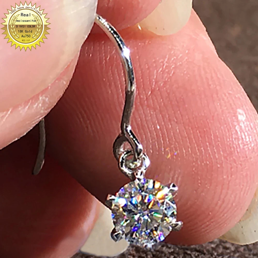 

100% 18K Gold A750 gold A pair of Earrings 1Ct 2Ct 4Ct 6Ct We only sell Best color DVVS Moissanite Earrings