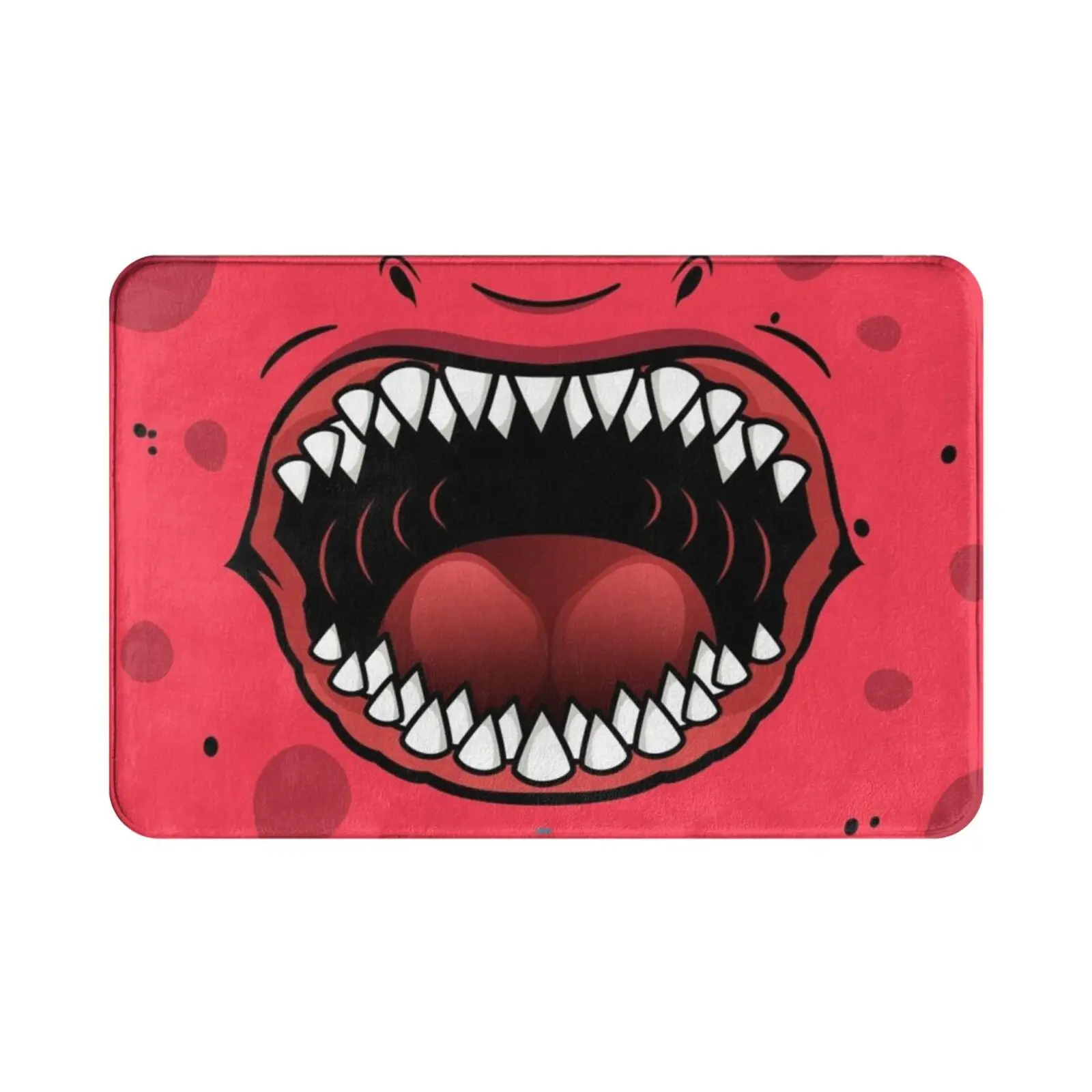 Fun Bright Red Monster Mouth Full Of Teeth Carpet Mat Rug Cushion Soft Non-Slip Monster Teeth Mouth Scary Face Fangs