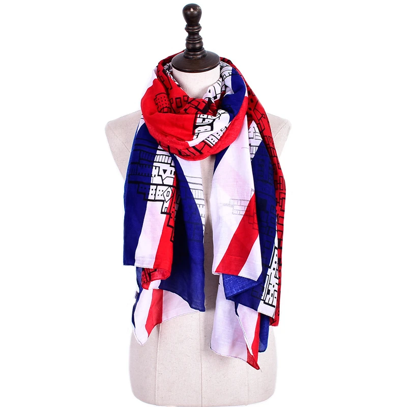 

UK Flag Scarfs England London Union Jack Shawl Black British Building Buckingham Palace Red Soldier Big Ben Souvenir Scarf YG314