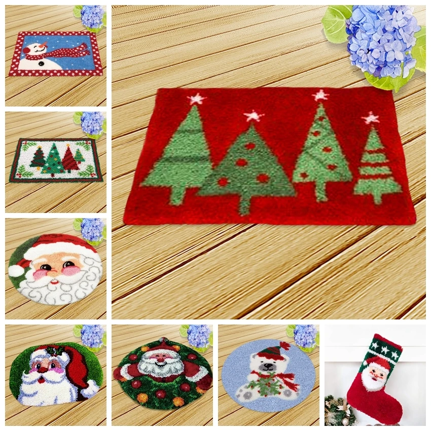 

Christmas Knooppakket Latch Hook Kits Diy Woolens Gift European And American Style Needlework Mat Latch Hook Cushion Rug Canvas