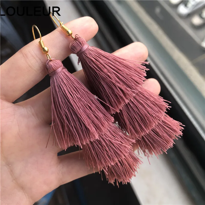 2020 3 Layered Bohemian Fringed Luxury Statement Tassel Earrings 2020  Boho Fashion Jewelry Women Long Drop Dangle Earrings