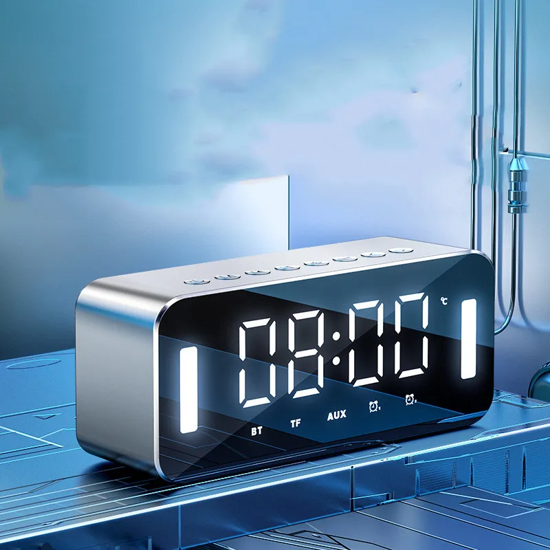 Portable High Sound Quality Alarm Clock Wireless Bluetooth Home Mini Speaker led clock