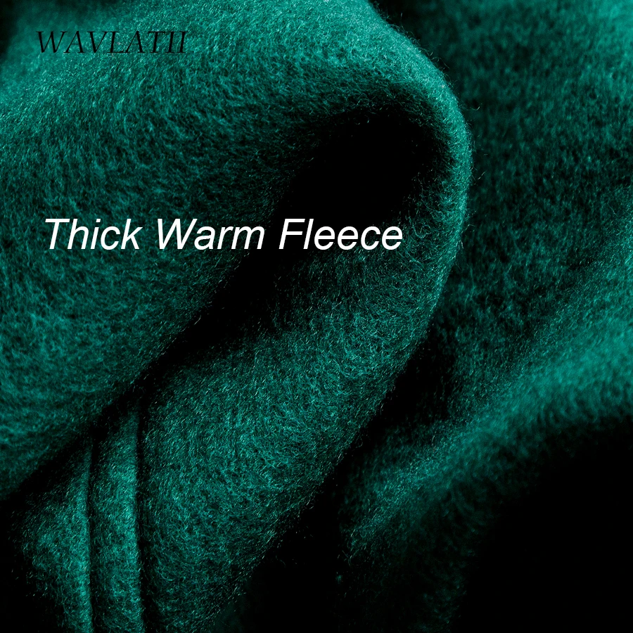 WAVLATII Women 2021 New Fleece Hoodies Female Dark Green Casual Warm Hooded Sweatshirts Lady Thick Red Tops WH2104