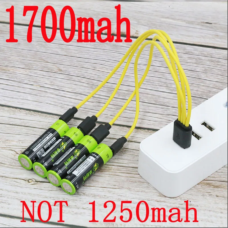 4pcs ZNTER 1.5V AA 1700mAh 2550mwh  li-polymer li-po rechargeable lithium li-ion battery with USB cable pack