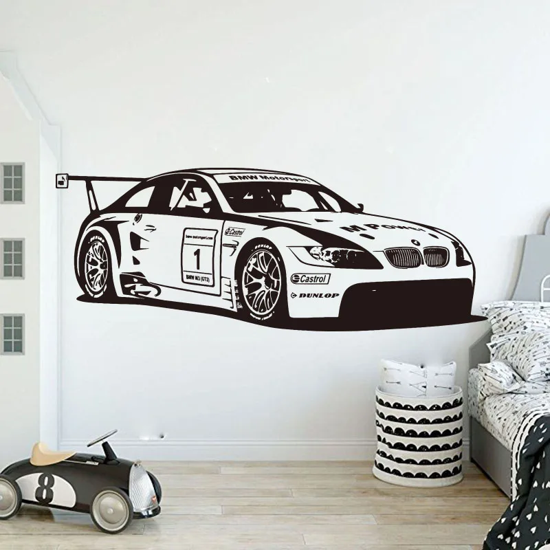 Modern Power Racing Car M3 GT2 Wall Decal Playroom Gameroom Sport Car Auto Vehicle Wall Sticker Bedroom Kids Room Decor