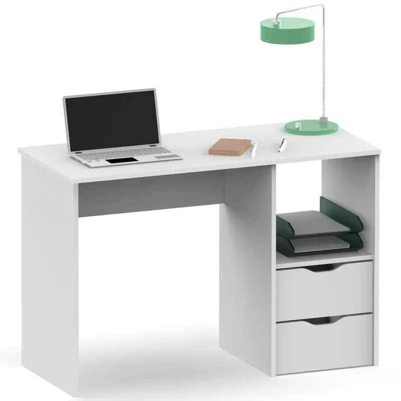 Desk office table study eko white color 2 drawers 1 hollow modern 76x115x50 cm