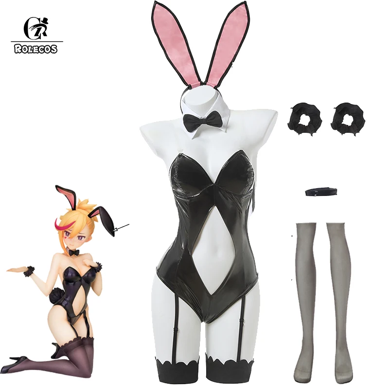 

ROLECOS Game Muse Dash Cosplay Bunny Girl Rin Cosplay Costume Rin Sexy Jumpsuits Costume Leather Costume For Women Full Set