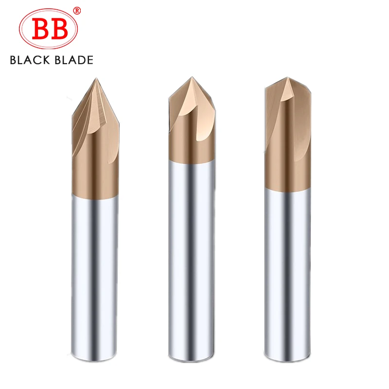 Bb-chanfro Fresa Carboneto de Canto Escareador Chanfrar Moinho Rebarbar Bordas v Grove Router 60 90 120 Graus Flautas