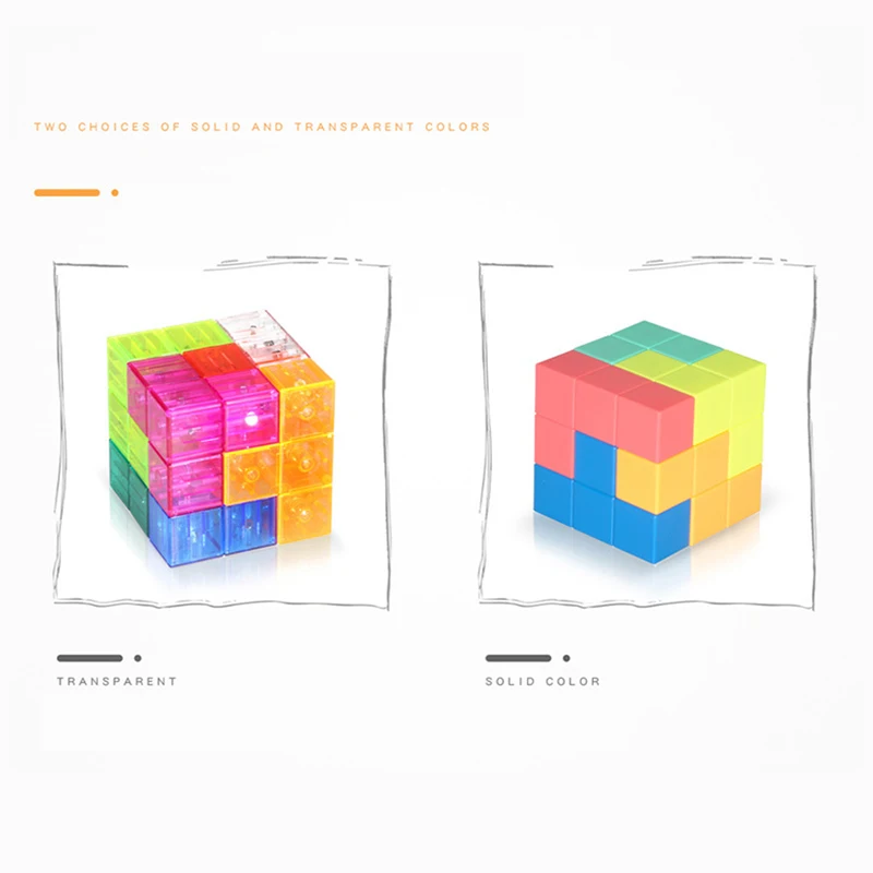 Children Magnetic Cube Luban Puzzle Block Toys For Boy And Girl Color Magnetic Block Parent-child Interactive Desktop Toys Gifts