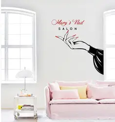 Custom Salon Name Wall Sticker Beauty Nail Salon Room Decor Pedicure Manicure Vinyl Wall Decals Fashion Posters A212