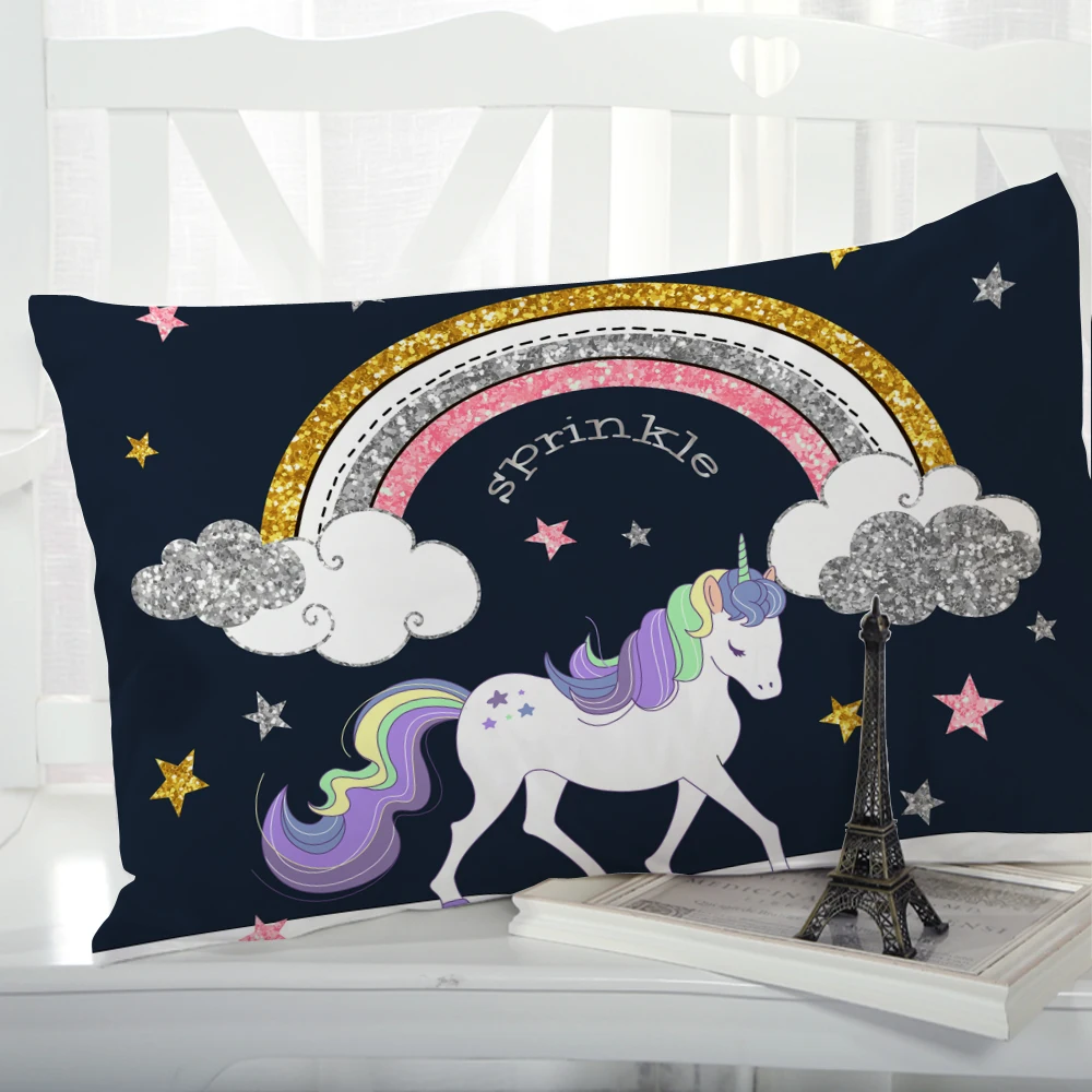 1pc Cartoon Unicorn Pillow cover Pillow case Bedding Pillowcase Pillowcovers decorative 50x70 50x75 kids girl Children Colorful